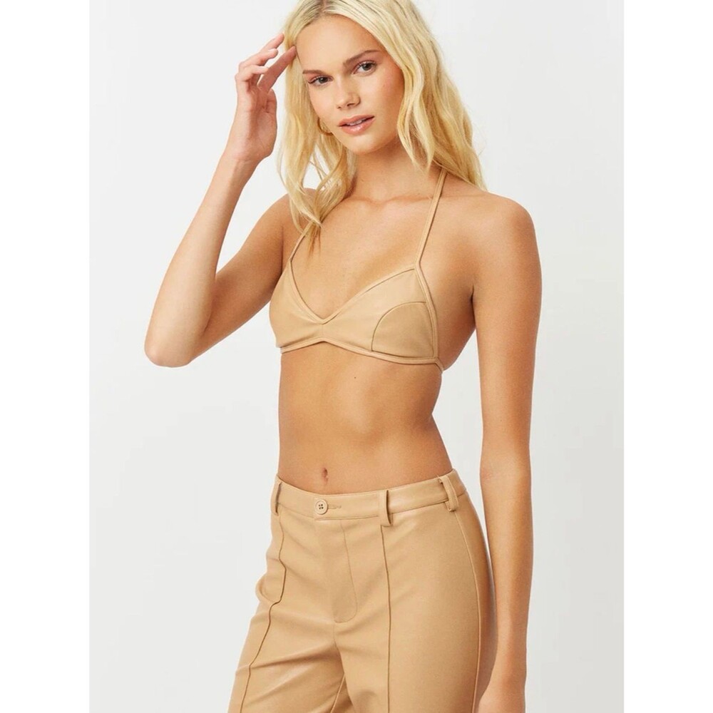 Frankie's Bikinis Claudia Vegan Leather Bra Top M NWT